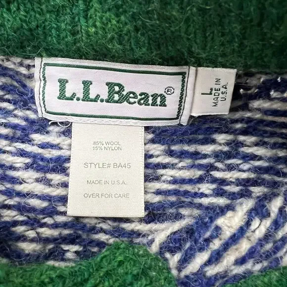 Vintage LL Bean Nordic Fair Isle Pattern Ski Holiday Sweater Christmas Knit USA - Picture 2 of 10